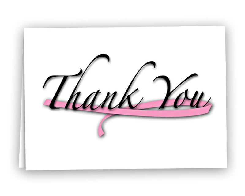Fundraising For A Cause 12 Pink Ribbon Thank You Note Cards - Breast Cancer Awareness Note Cards - Image 1